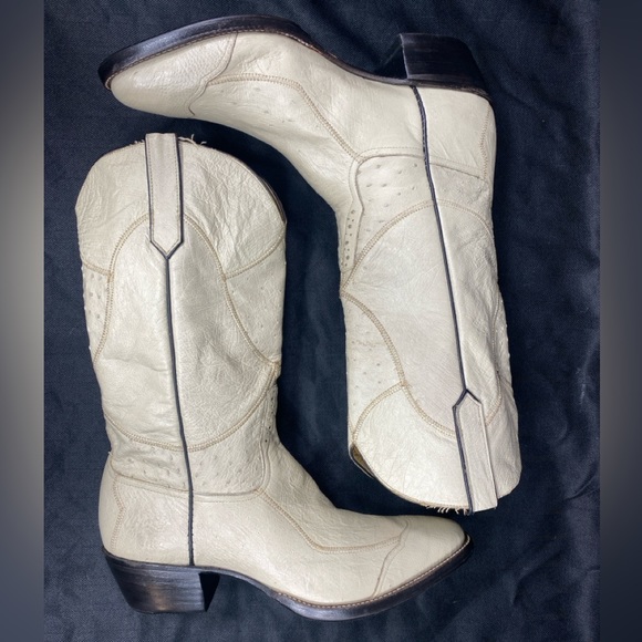 VTG Rios Of Mercedes Off White Full Quill Ostrich Cap Toe Anti Slip Vibram Soles - Picture 10 of 15